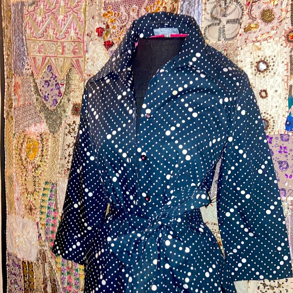 100% Cotton 7 button closure with matching belt Polka dots design